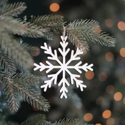Anhänger Holz-Schneeflocke, Natur, 12 Cm