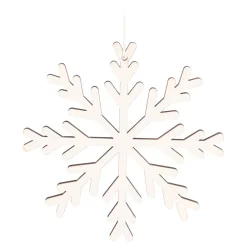 Anhänger Holz-Schneeflocke, Weiß, 12 Cm