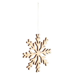 Anhänger Holz-Schneeflocke, Weiß, 12 Cm