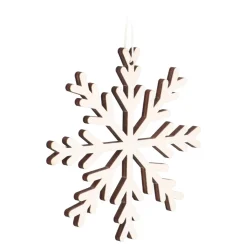 Anhänger Holz-Schneeflocke, Weiß, 12 Cm