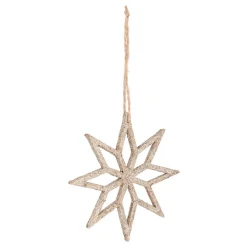 Anhänger Holz-Stern, Champagner, 12 Cm