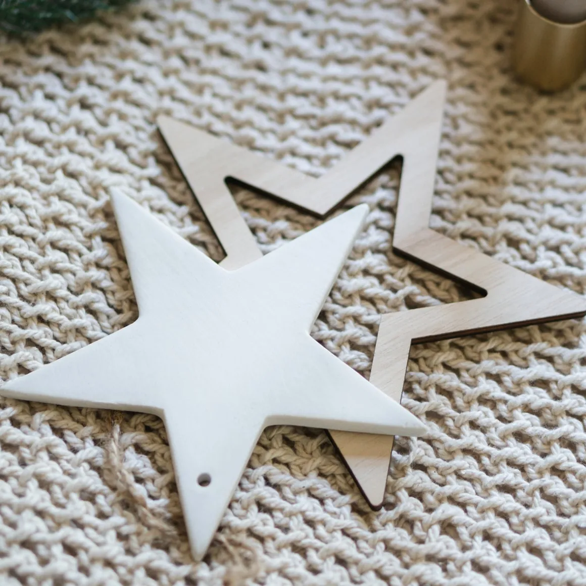 Anhänger Holz-Stern, Natur, 15 Cm