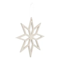 Anhänger Holz-Stern, Weiß, 12 Cm