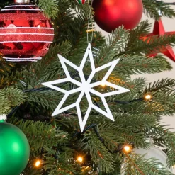 Anhänger Holz-Stern, Weiß, 12 Cm