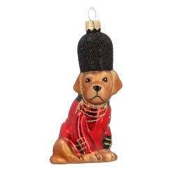Anhänger Hund In Uniform, Rot, Glas, 11 Cm