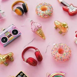 Anhänger Kopfhörer, Rot, Glas, 10 Cm