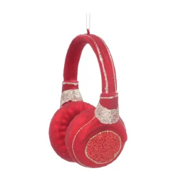 Anhänger Kopfhörer, Rot, Glas, 10 Cm