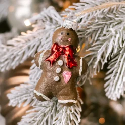 Anhänger Lebkuchenfigur, Braun, Glas, 8 Cm