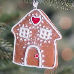 Anhänger Lebkuchenhaus Mit Herz, Modelliermasse, 7,5 Cm