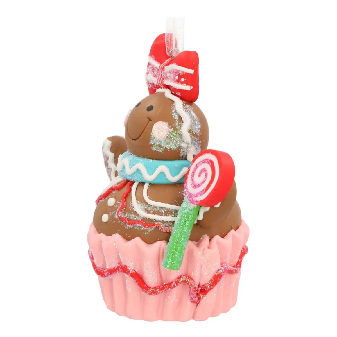 Anhänger Lebkuchenmann-Cupcake, Kunststoff, 10 Cm