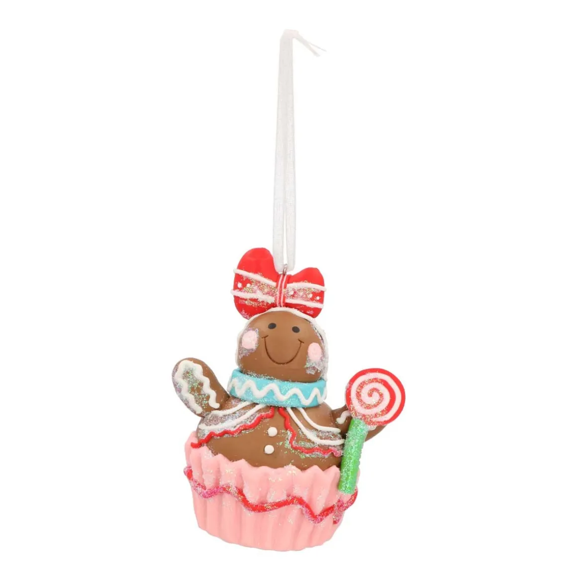 Anhänger Lebkuchenmann-Cupcake, Kunststoff, 10 Cm
