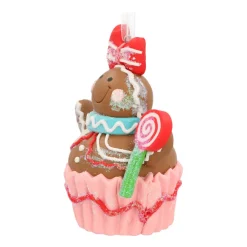 Anhänger Lebkuchenmann-Cupcake, Kunststoff, 10 Cm
