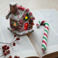 Anhänger LED Süßigkeitenhaus, Modelliermasse, 10 Cm