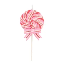 Anhänger Lutscher, Rot-weiß-rosa, Modelliermasse, 16 Cm