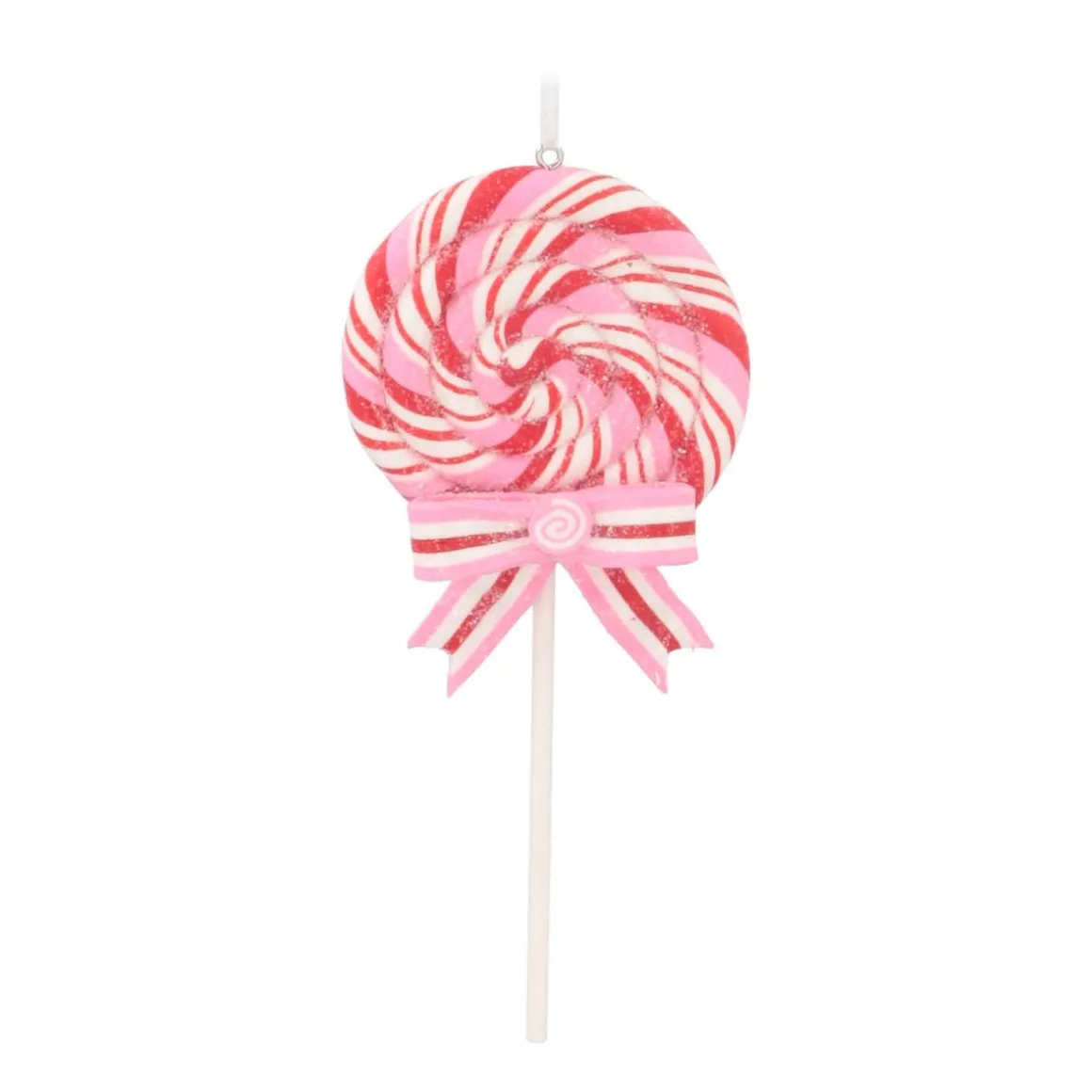 Anhänger Lutscher, Rot-weiß-rosa, Modelliermasse, 16 Cm