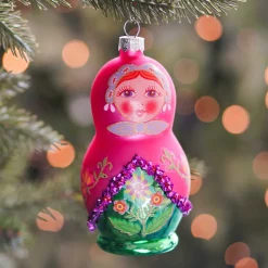 Anhänger Matrjoschka, Glas, 13 Cm