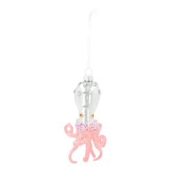 Anhänger Oktopus, Rosa, Glas, 13,5 Cm