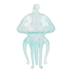 Anhänger Qualle, Blau, Glas, 12 Cm