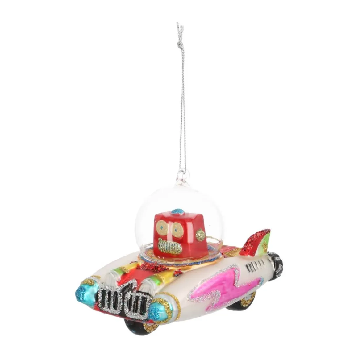 Anhänger Roboter Im Space-Mobil, Bunt, Glas, 11 Cm