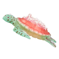 Anhänger Schildkröte, Grün-rosa, Glas, 13 Cm