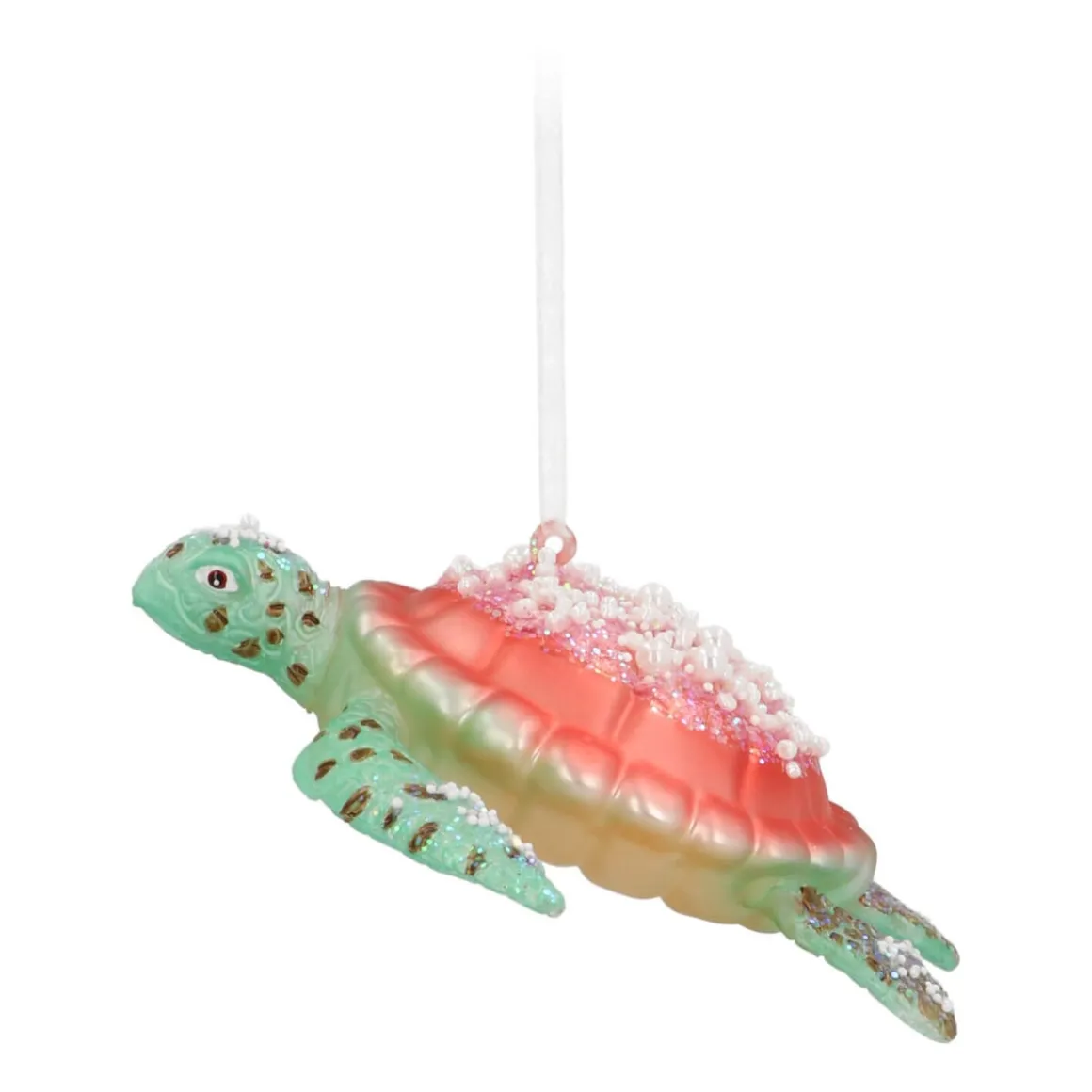 Anhänger Schildkröte, Grün-rosa, Glas, 13 Cm