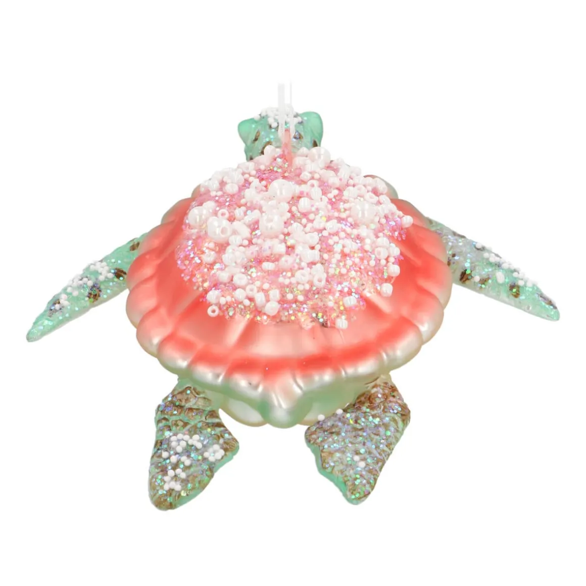 Anhänger Schildkröte, Grün-rosa, Glas, 13 Cm