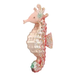 Anhänger Seepferdchen, Rosa, Glas, 13 Cm