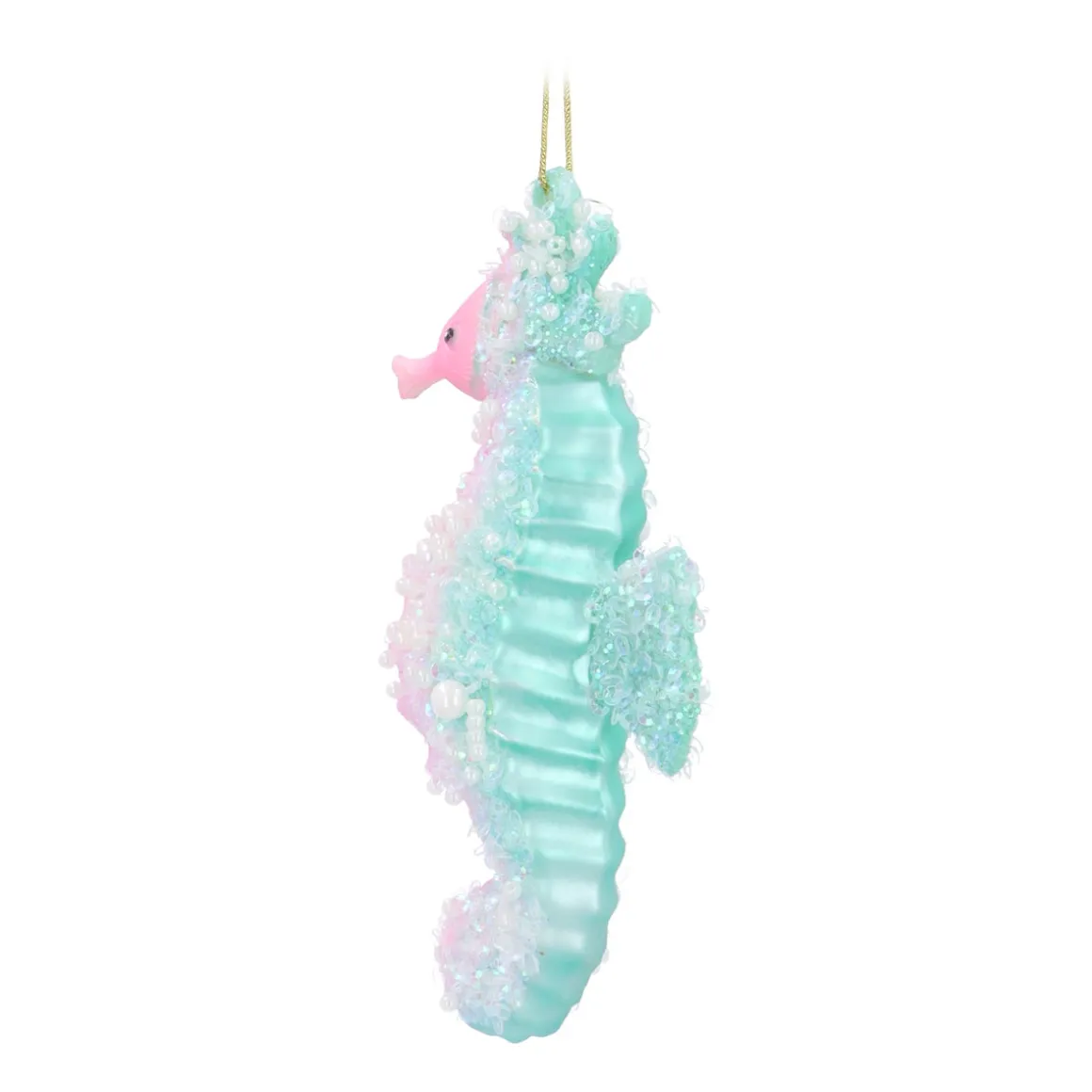 Anhänger Seepferdchen, Rosa, Glas, 13,5 Cm