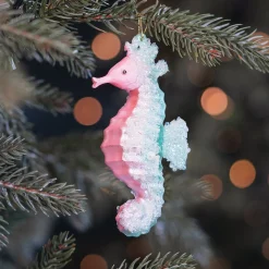 Anhänger Seepferdchen, Rosa, Glas, 13,5 Cm