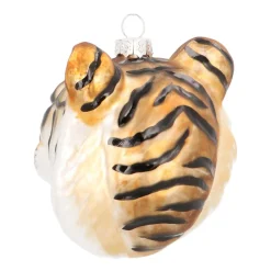 Anhänger Tiger-Kopf, Braun, Glas, 10 Cm