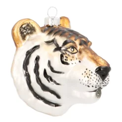 Anhänger Tiger-Kopf, Braun, Glas, 10 Cm