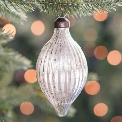 Anhänger Tropfen, Transparent-silber, Glas, 12 Cm