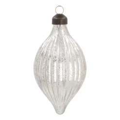 Anhänger Tropfen, Transparent-silber, Glas, 12 Cm