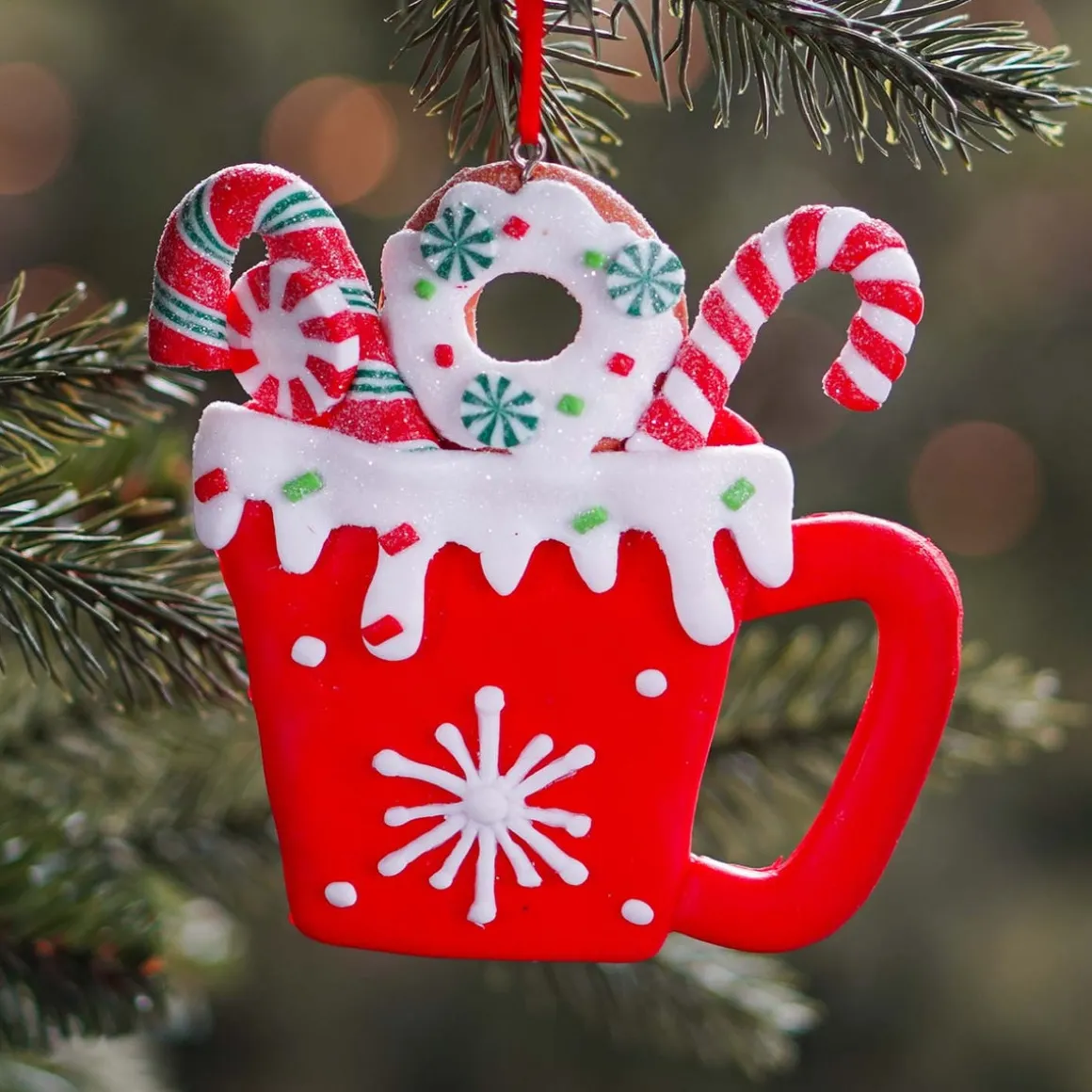 Anhänger Weihnachtstasse, Modelliermasse, 11 Cm