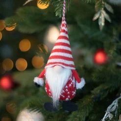 Anhänger Weihnachtswichtel, Rot, Stoff, 12 Cm