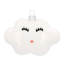Anhänger Wolke, Weiß, Glas, 8 Cm