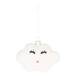 Anhänger Wolke, Weiß, Glas, 8 Cm