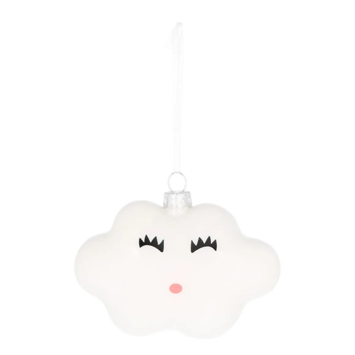 Anhänger Wolke, Weiß, Glas, 8 Cm