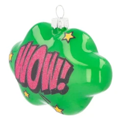 Anhänger Wolke 'Wow', Grün, Glas, 11 Cm