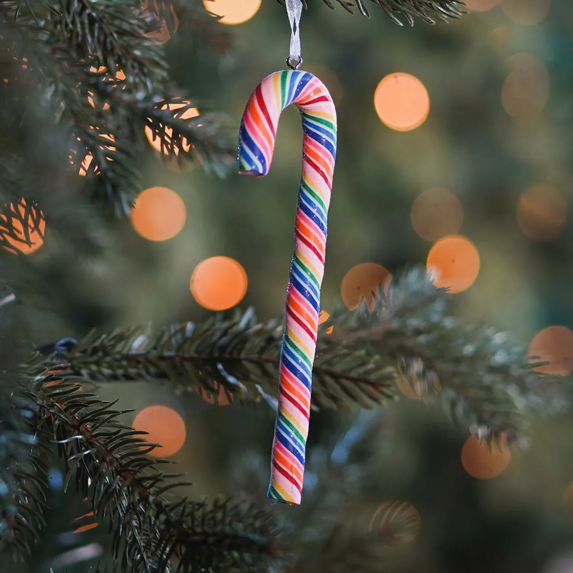 Anhänger Zuckerstange, Bunt, Modelliermasse, 14 Cm