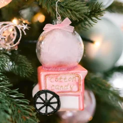 Anhänger Zuckerwattemaschine, Rosa, Glas, 10 Cm