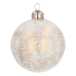 Besondere Weihnachtskugel Krakelee Mit Schneeflocke, Weiß, Glas, 8 Cm