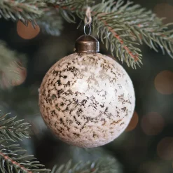 Besondere Weihnachtskugel Eisregen, Hellgold, Glas, 8 Cm