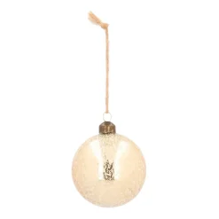 Besondere Weihnachtskugel Eisregen, Hellgold, Glas, 8 Cm