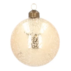 Besondere Weihnachtskugel Eisregen, Hellgold, Glas, 8 Cm