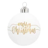 Besondere Weihnachtskugel "Merry Christmas" Weiß, Aus Glas, 8 Cm