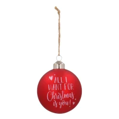Besondere Weihnachtskugel „All I Want For Christmas“, Rot, Glas, 8 Cm
