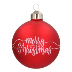 Besondere Weihnachtskugel „Merry Christmas“, Rot, Glas, 8 Cm