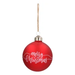 Besondere Weihnachtskugel „Merry Christmas“, Rot, Glas, 8 Cm
