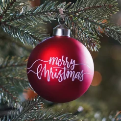 Besondere Weihnachtskugel „Merry Christmas“, Rot, Glas, 8 Cm